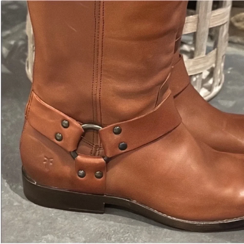 Frye Brown Leather Moto Boots